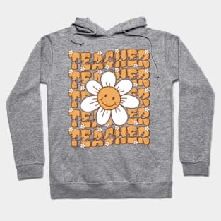 Groovy Retro Second Grade Teacher Cute Flower Back to School Hoodie